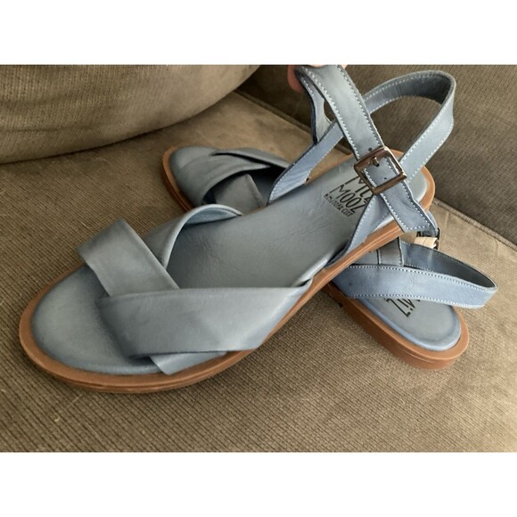 Miz Mooz Leather ‘Fallyn’ Sandals 41 or 10 Blue Folded Strap Boho Summer Beach - Picture 13 of 13